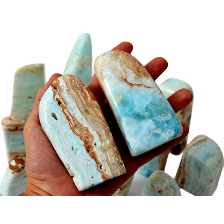 Caribbean Calcite Free Form Crystal (50mm - 110mm) for wholesale by Kaia & Crystals