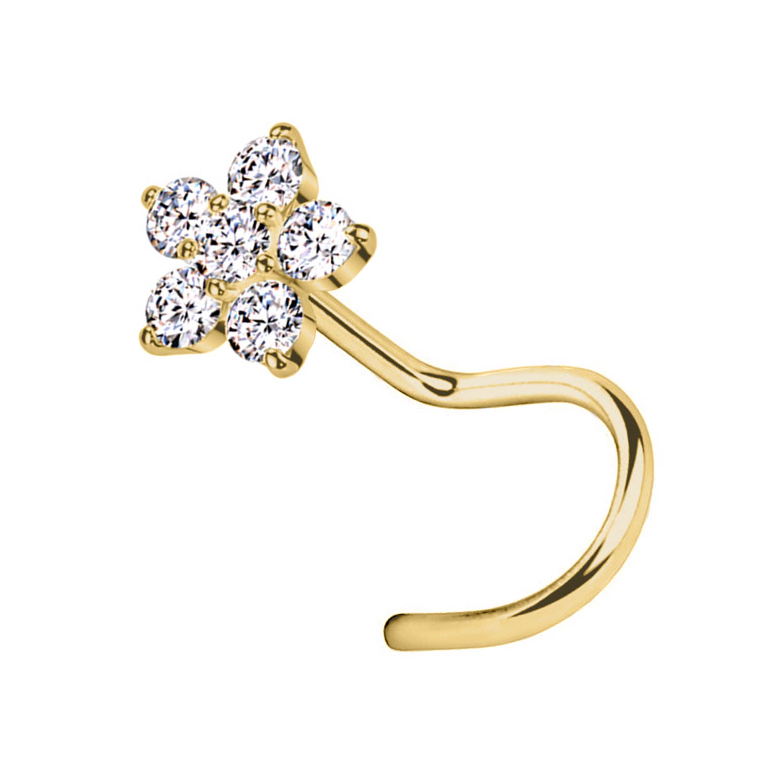 Awaken - Wholesale Single Earring - Flower-Shaped Crystal Nose Stud3