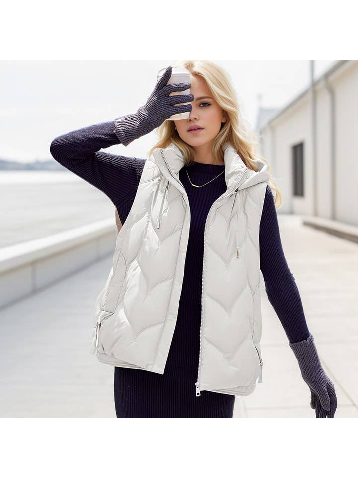 Miss Sparkling - Wholesale Outerwear Vest - Women's - Puffer vest with Hoodie 4