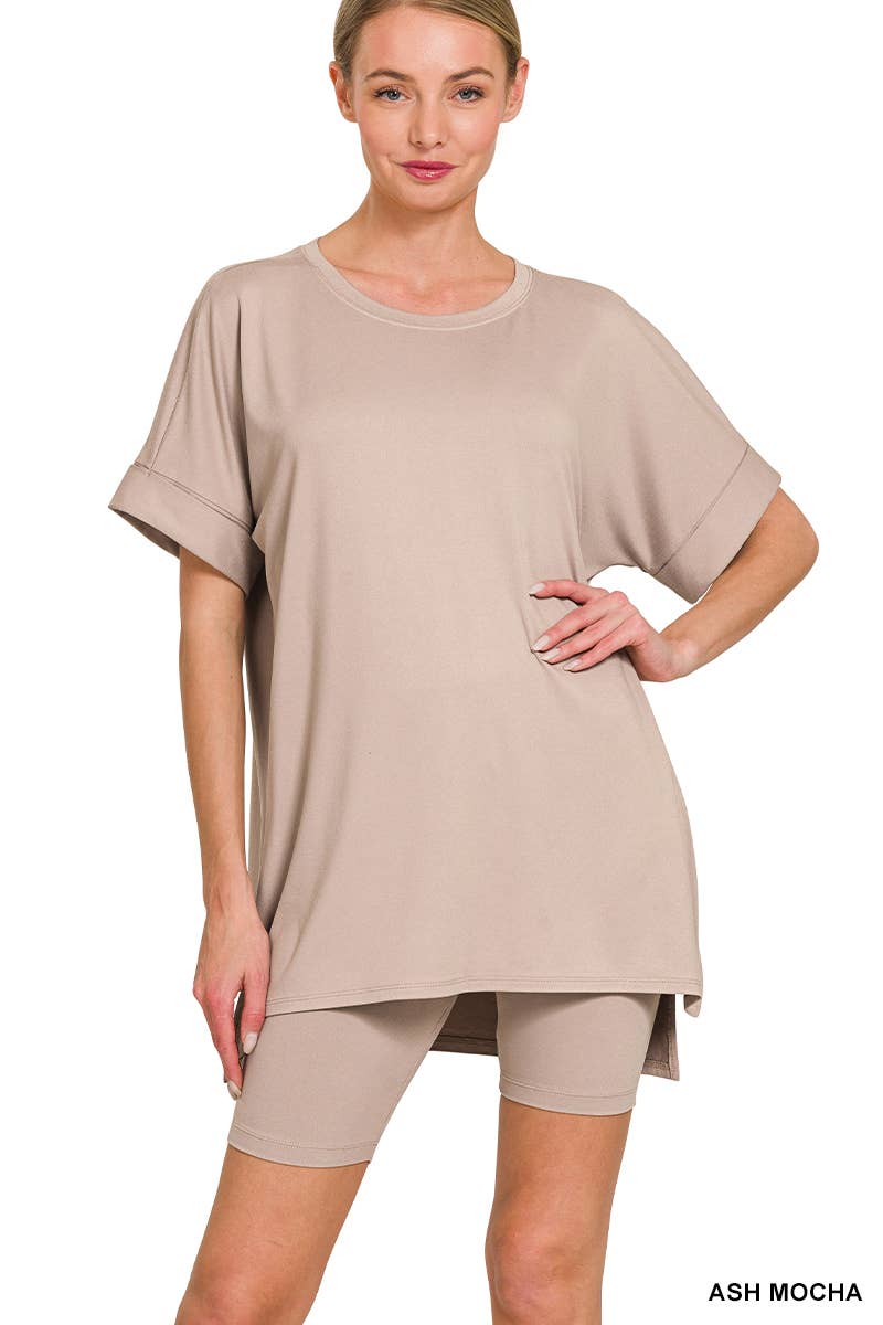 Vanilla Monkey - Wholesale Loungeset - Dames - Geborstelde Dty Microvezel R-hals Top Biker Shorts8