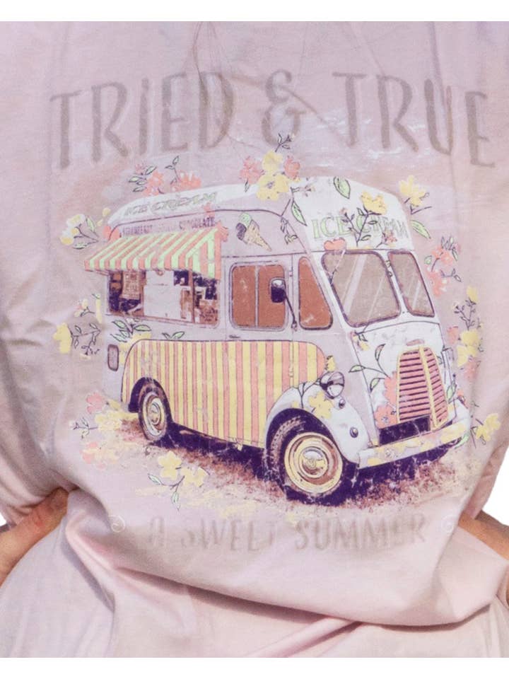 Retro Ice Cream Truck Blossom Short-Sleeve T-Shirt for wholesale on Faire2