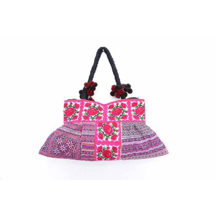 Lumily - Wholesale Tote Bag - Women's - BUNDLE: 5 Piece Floral Unique Hmong Totes - Thailand