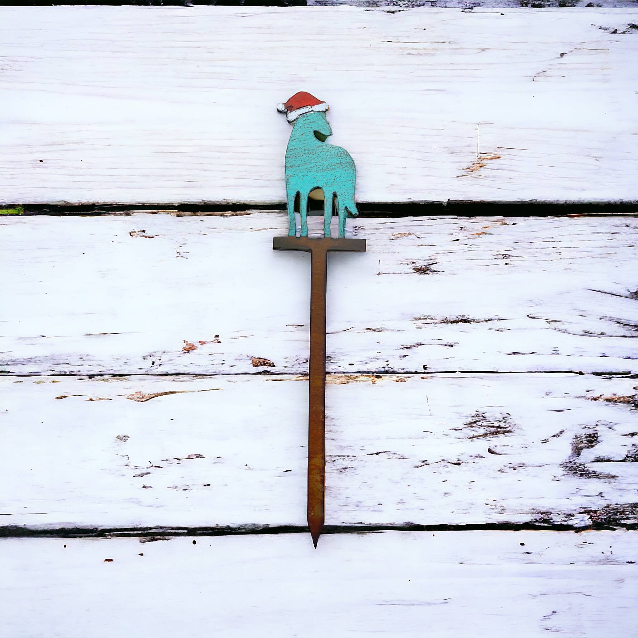 Whimsies - Vendita all'ingrosso Paletti da giardino/prato - Palo da giardino Babbo Natale rustico in metallo riciclato6