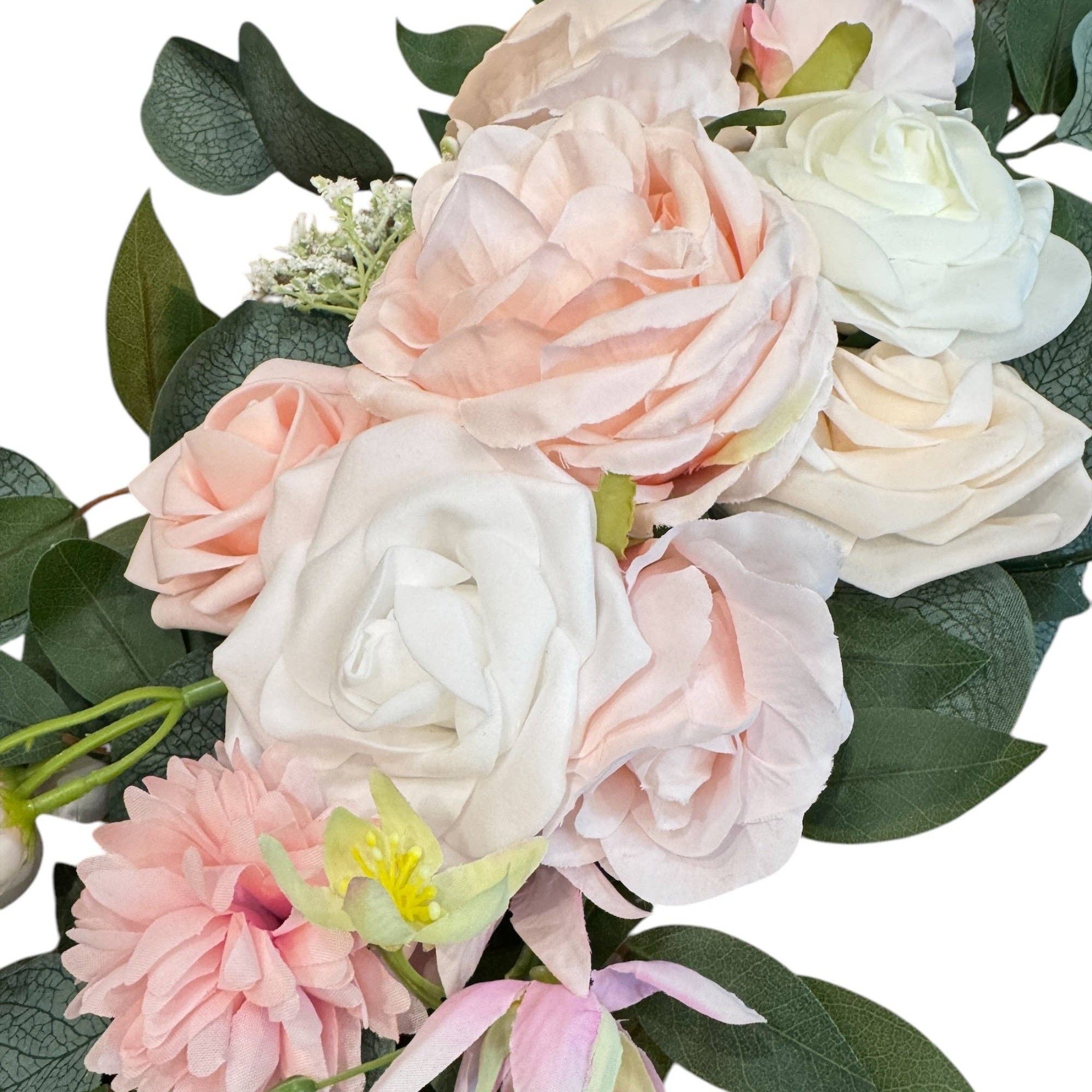 Sun Decorer - Wholesale Artificial Flowers - Wedding Arch Floral Swag Set – 2-Piece Artificial Flower Arrangement with Pink & White Roses, Eucalyptus – Elegant Event Décor6
