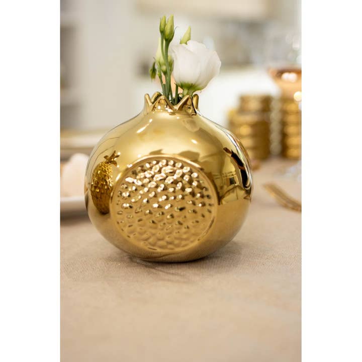 AULICA - Wholesale Vase - Golden ceramic pomegranate vase 12.8x12.8x11.5cm1