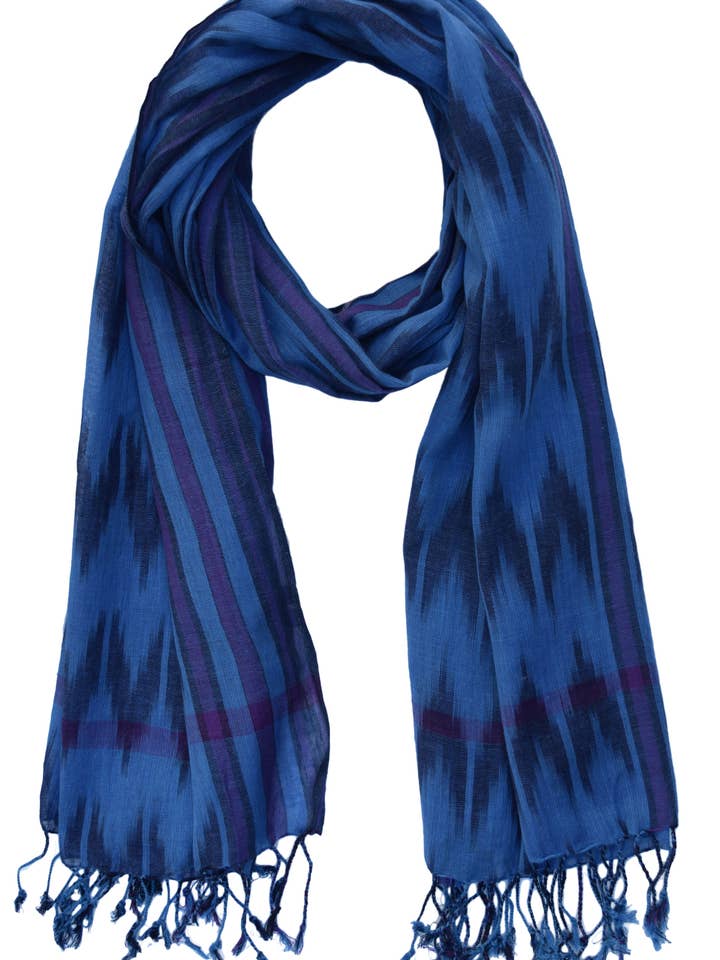 Handloom gewebte Ikat-Schals aus reiner Baumwolle für den Großhandel von Ayurvastram