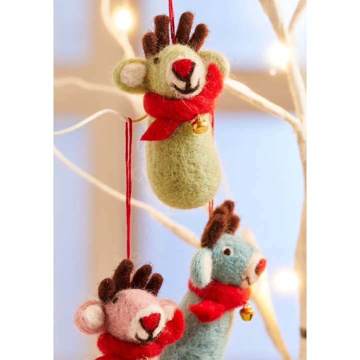 Namaste - Wholesale Christmas Decoration - Felt Reindeer With Bell And Scarf1