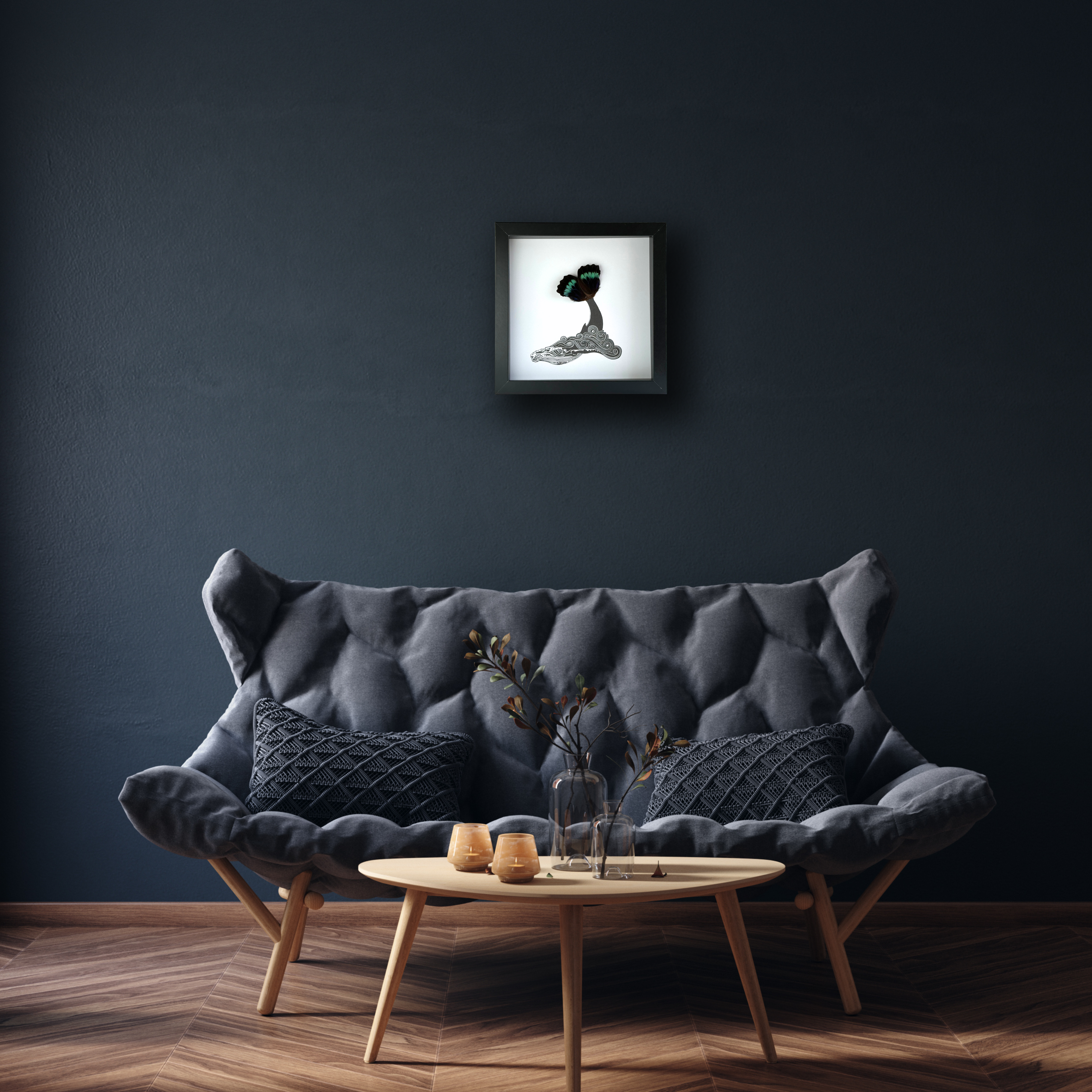 Isms - Wholesale Wall Accent - Whale Framed Art with Real Butterfly Wings5