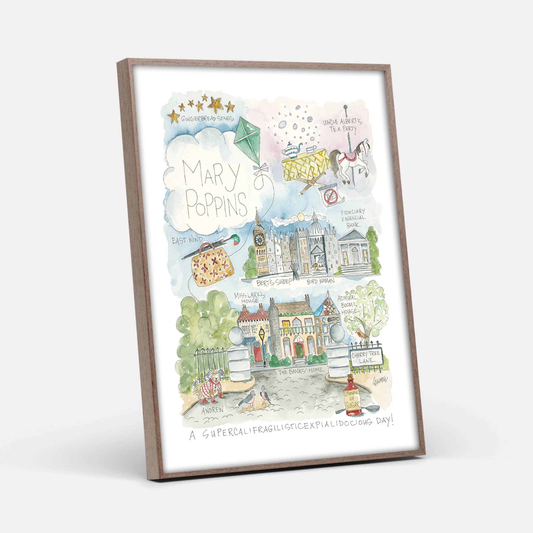 Elizabeth Wade Studio - Wholesale Art Print - Mary Poppins Watercolor Story Map Print1