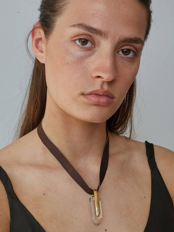 RESIN AND POWDER QUARTZ SPIKE WITH LEATHER for wholesale by MUSSO STUDIO