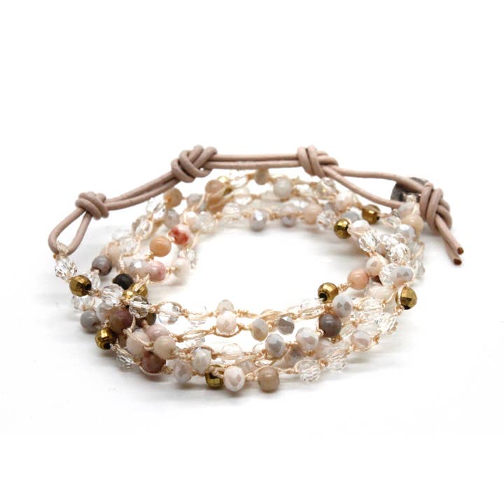 LIZOU – Großhandel Perlenarmband – Handgeknüpftes konvertierbares Häkelarmband oder Halskette2