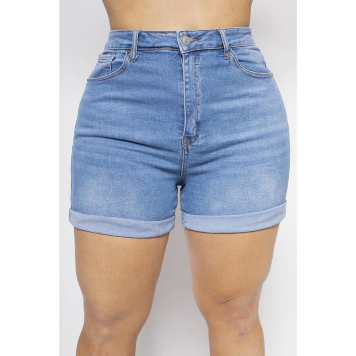 JEANS-SHORTS MIT HOHEN BÜNDCHEN IN ÜBERGRÖSSE für den Großhandel von Curve Market