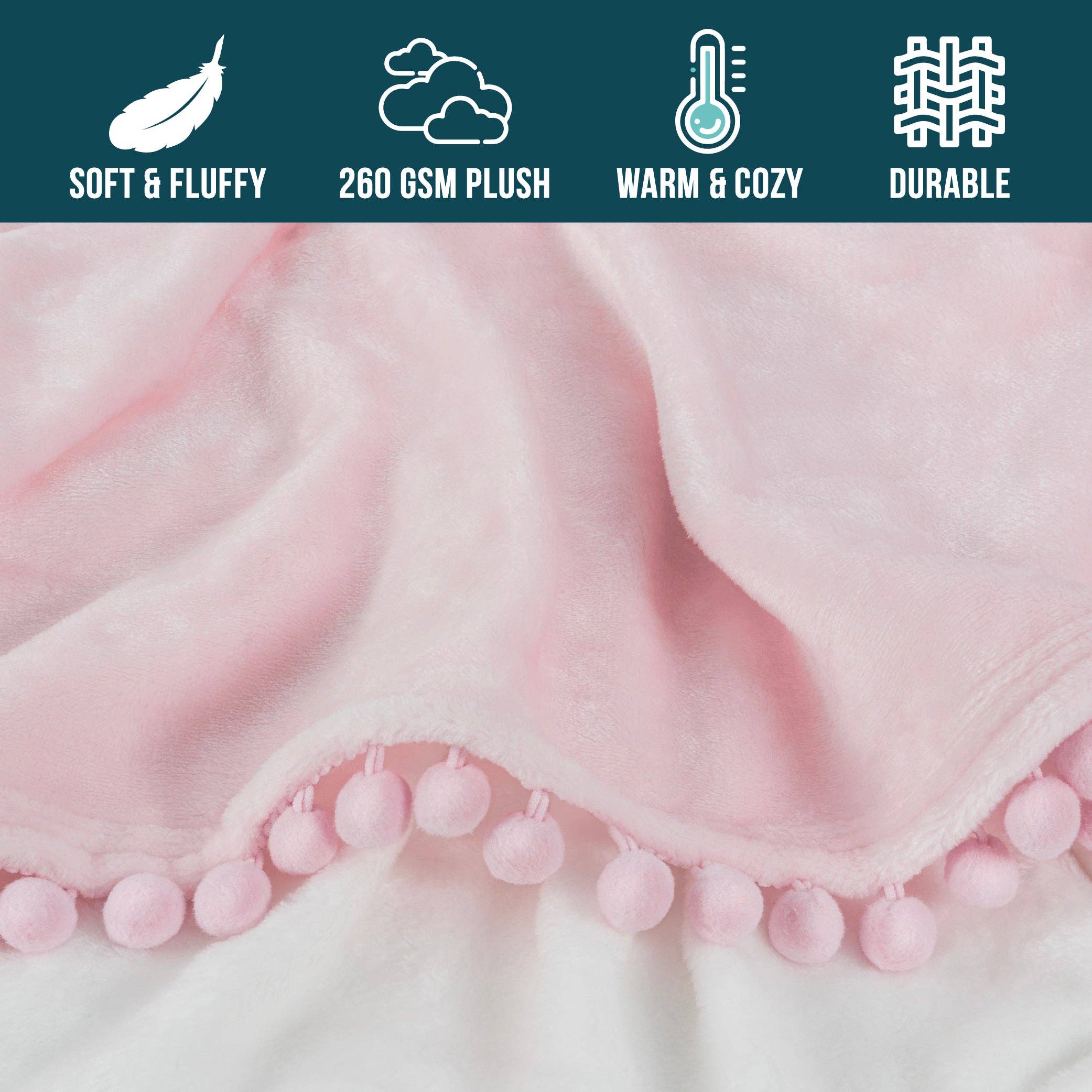 Pavilia – wholesale Prydnadsfilt – Filt med pompom-fransar127