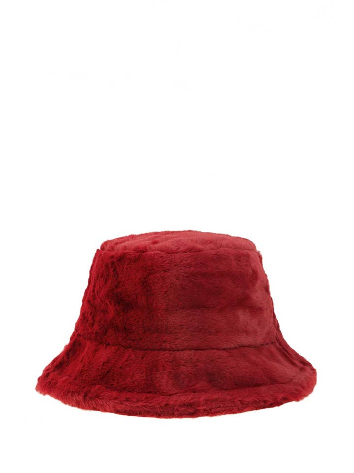 Solid Color Fur Bucket Hat for wholesale by Pink Irene Wholesale