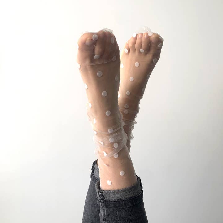 sockette - Wholesale Socks - Women's - Estelle - tulle and velvet polka dot socks