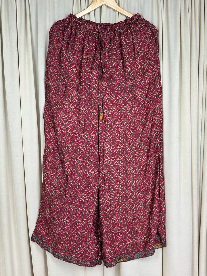 Recycle Silk Drawstring Pants BohoChic Hippie Flowy Trouser for wholesale by The Eastern Loom