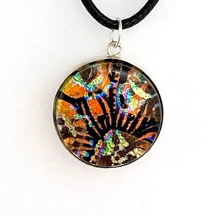 Dichroic glas vedhæng Sterling sølv Bezel for engroshandel hos Saturday Glass