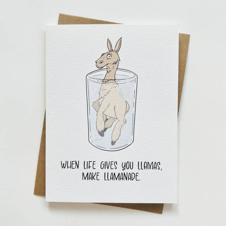 Funny Llama Get-Well-Soon/Sympathy Greeting Card for wholesale by Little Cowboy Cards