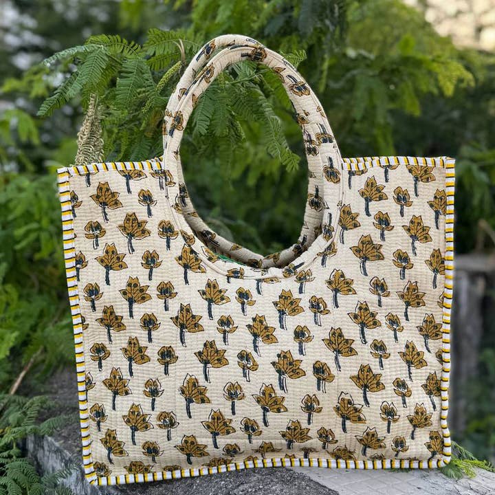 bhavnas boutique – wholesale Tote bag – Women's – Luxe Cotton Quilted Handbag Purse Quilted Shopping Bag2