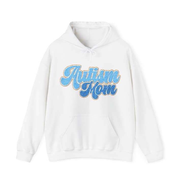 autism mom faux embroidery Unisex Heavy Blend™ Hooded Sweatshirt for wholesale by Apparel Crush