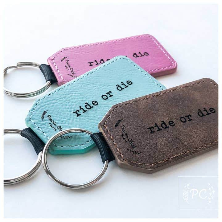 ride or die | llavero de piel para venta al por mayor de Prairie Chick Prints