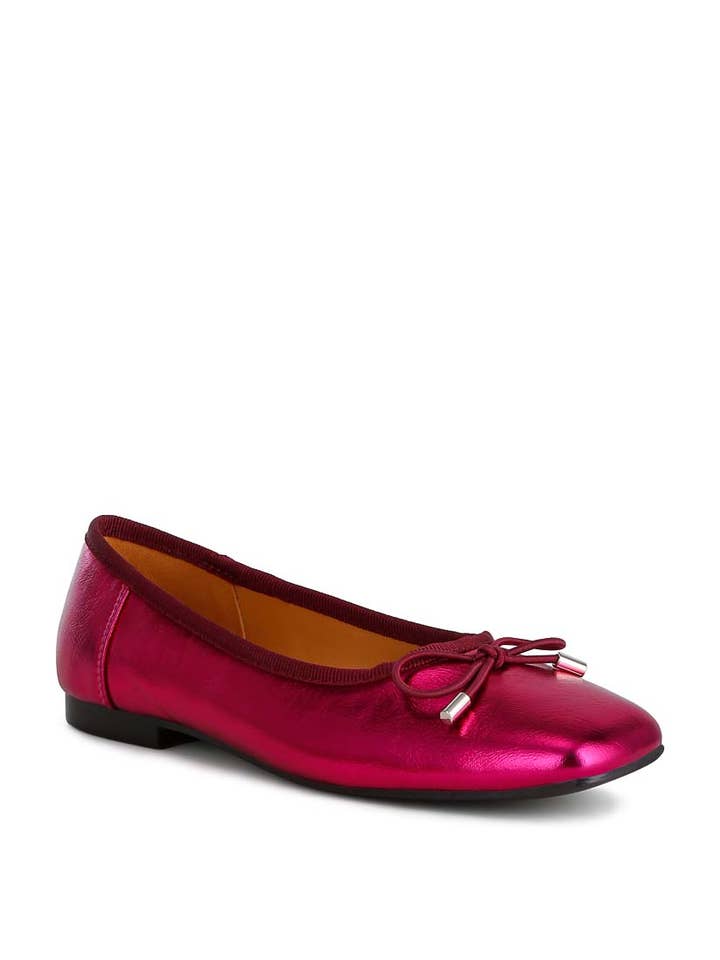 Rag Company - Vente Ballerines – femme - Ballerines à nœud en cuir métallisé Primrose