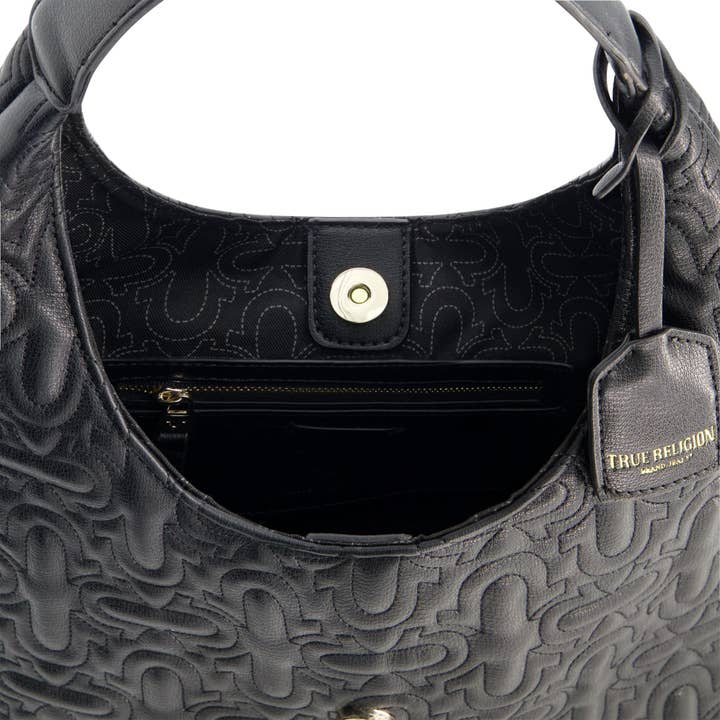 True Religion - Wholesale Shoulder Bag - Women's - True Religions Quilted Horseshoe Medium Hobo, BLACK