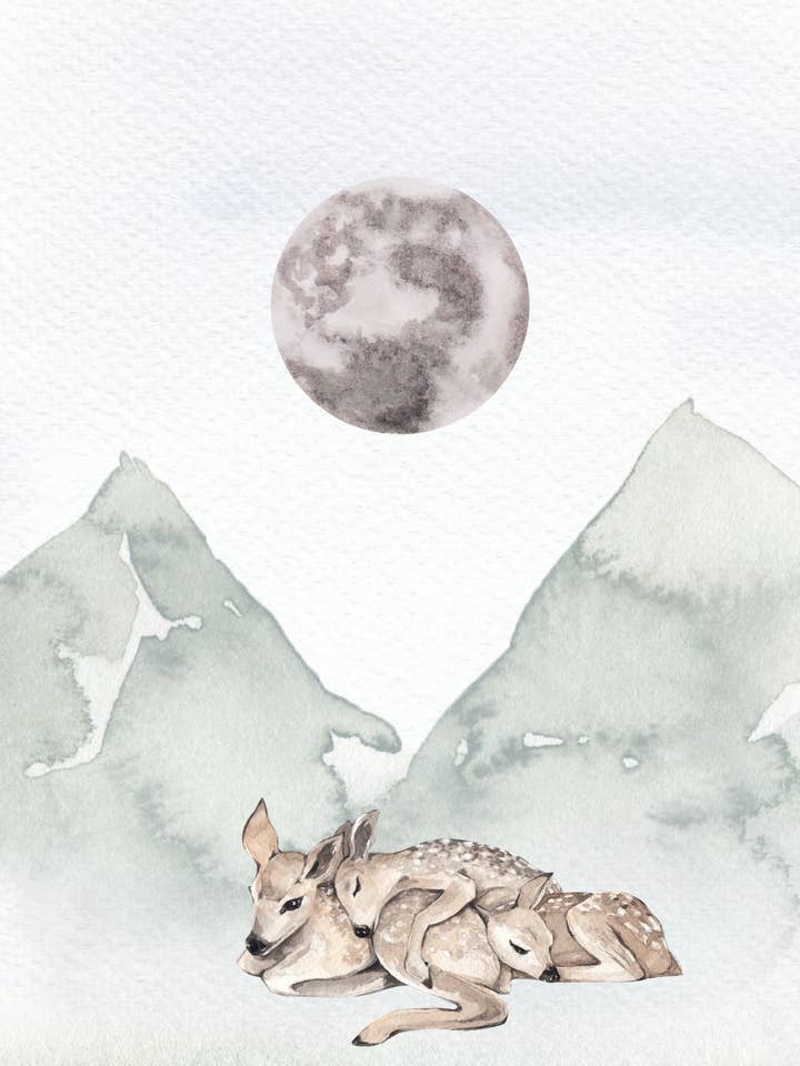 Watercolor Deer & Mountains for wholesale by Blossom & Bloom