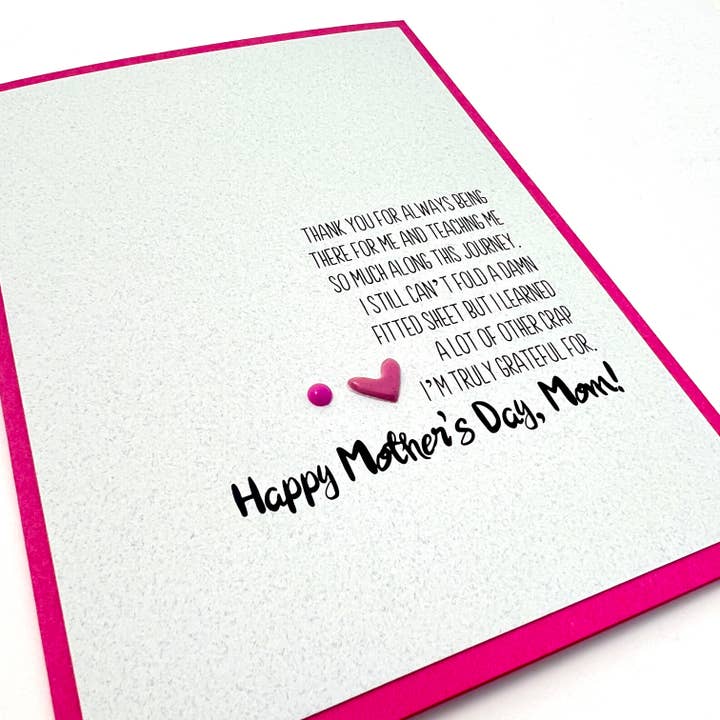 Mother’s Day Fitted Sheet funny card for wholesale by Muddy Mouth Cards