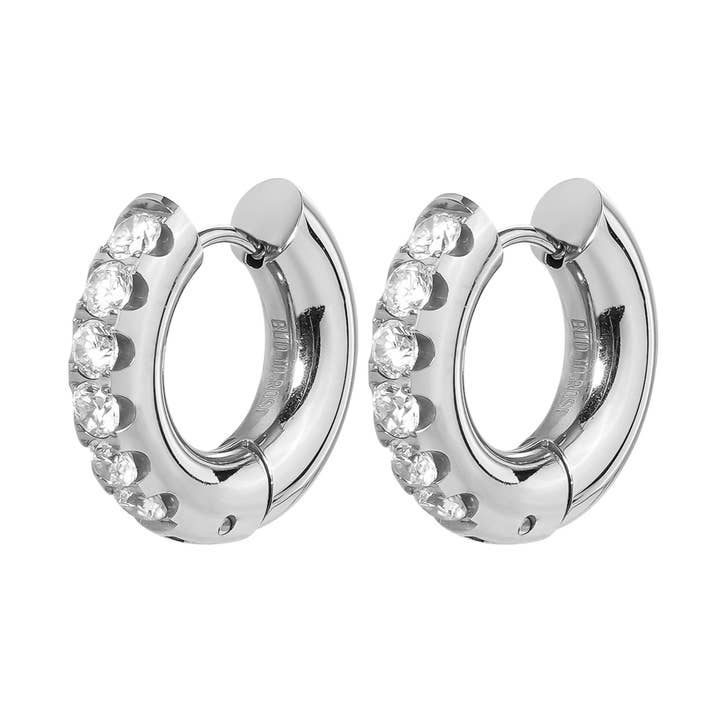 Huggie Cristal Chunky Créole Clair/Argent pour la vente par Bud To Rose