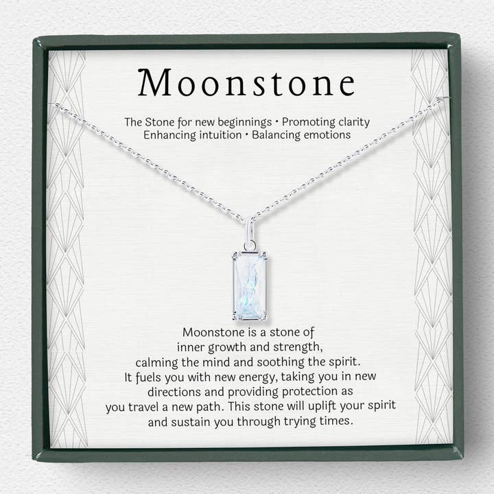 Rainbow Moonstone New Beginning Encouragement Sterling Silver Necklace Jewelry Gift for wholesale on Faire