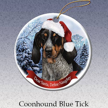 Pet Gifts USA, LLC - Wholesale Ornament - Holiday Pet Gifts Coonhound Blue Tick Santa Hat Dog