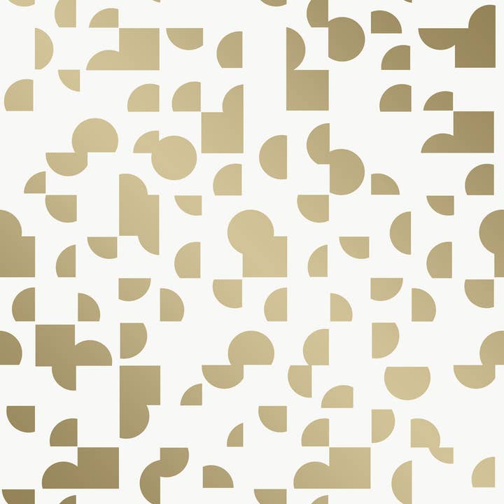 Mod Geo Gold Peel and Stick Wallpaper, 28 sq. ft. for wholesale by Tempaper & Co ®