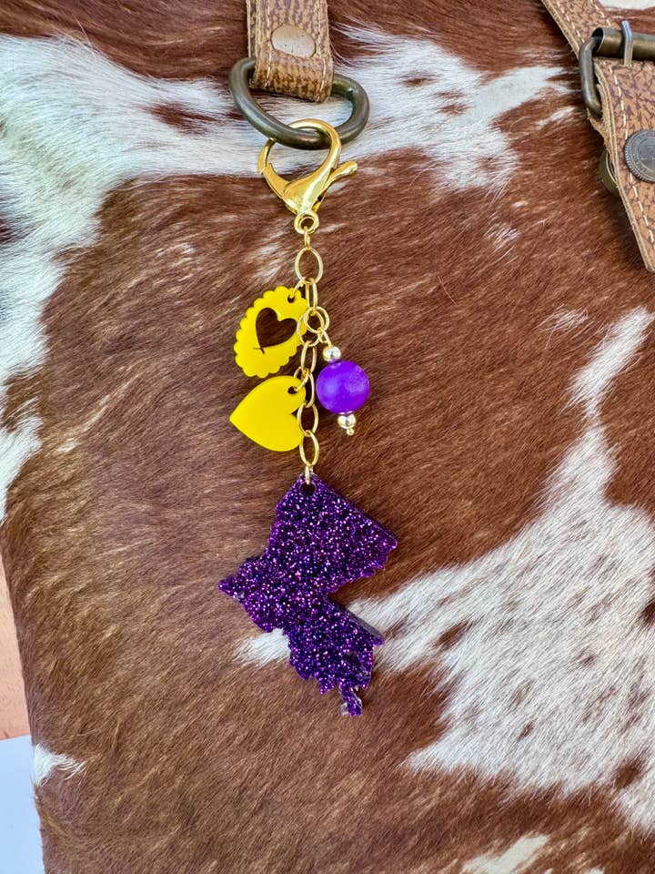 CUSTOM State Purse Charm Keychain- Game Day - State Pride for wholesale by BMR Designs