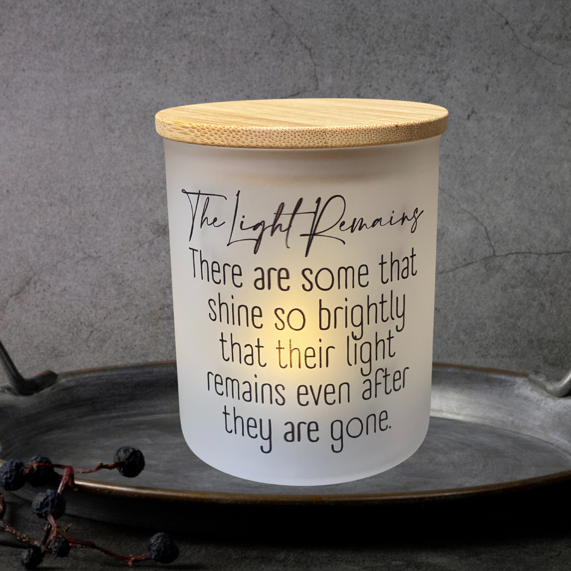 Teele and Co. - Wholesale Tea Light Candles - The Light Remains Memorial Candle Jar with Tea Light1