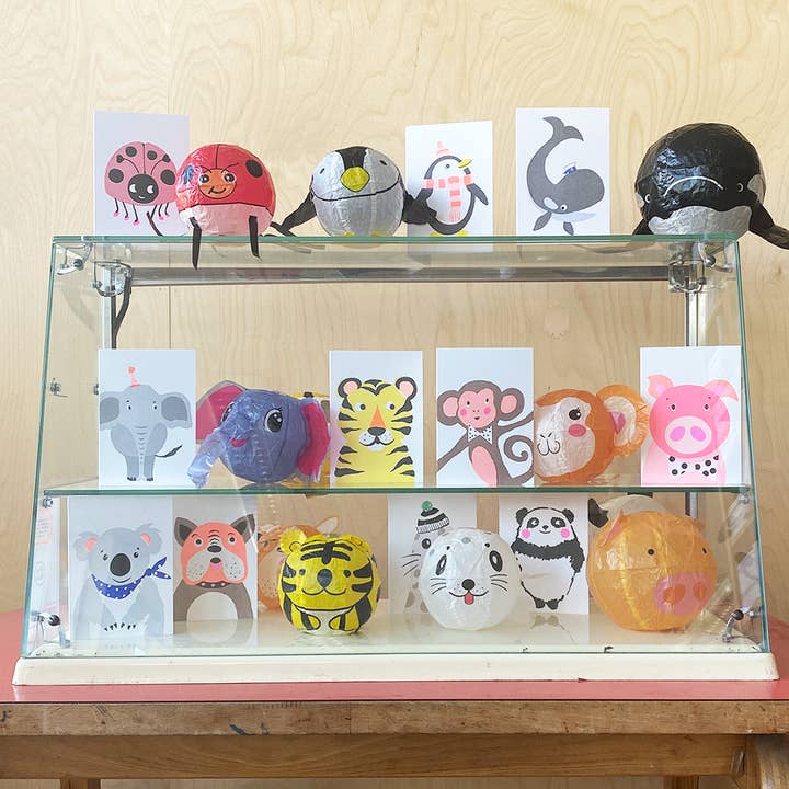 Petra Boase Ltd - Wholesale Everyday greeting card - Paper Balloon Cards - Pack of 6 - Panda2