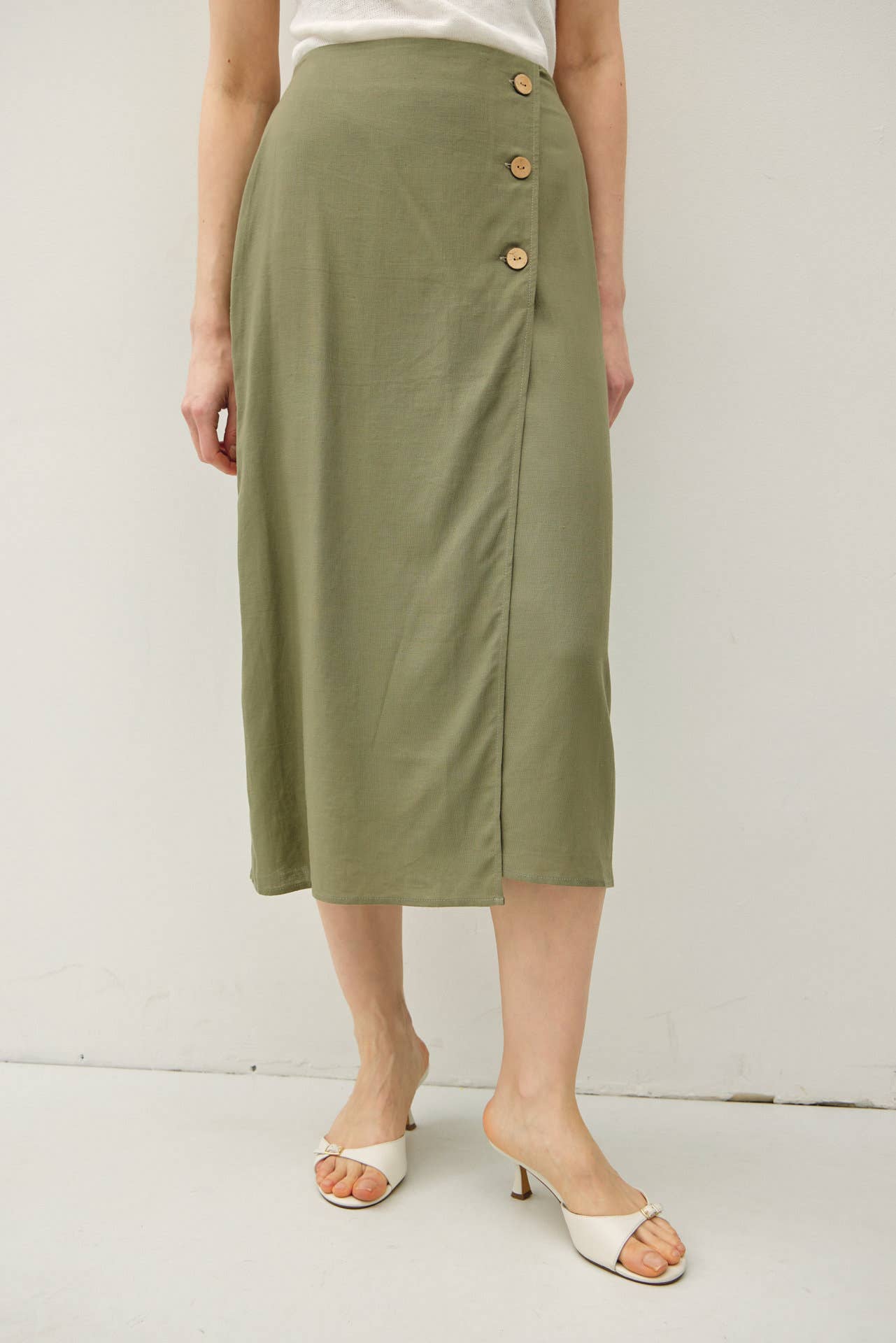 Be Cool - Wholesale Skirt - Women's - LINEN BLEND MIDI WRAP SKIRT 10