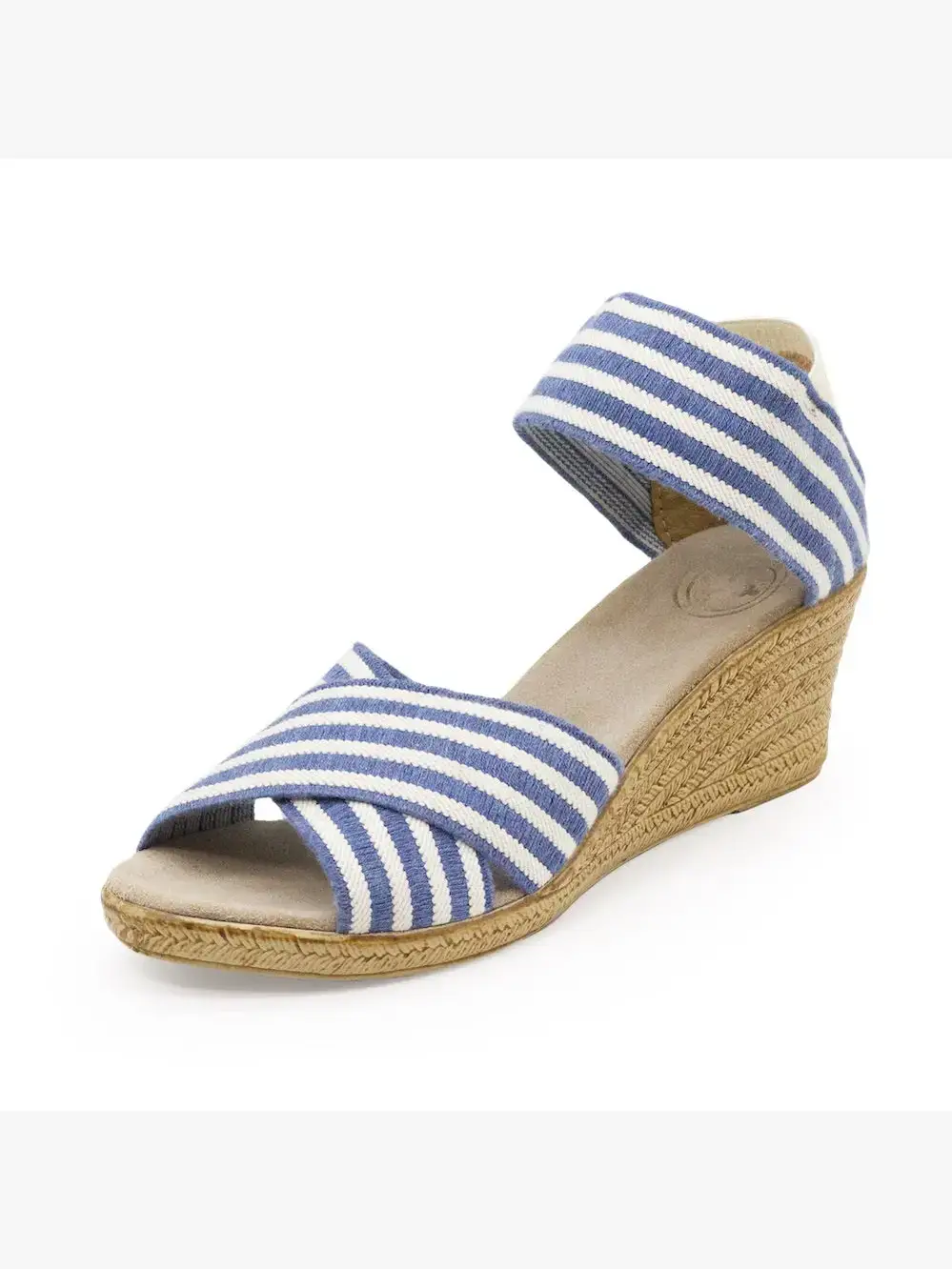 Charleston Shoe Co. - Wholesale Sandals - Women's - Cannon Stripes - Criss Cross Wedge Stretch Sandal5