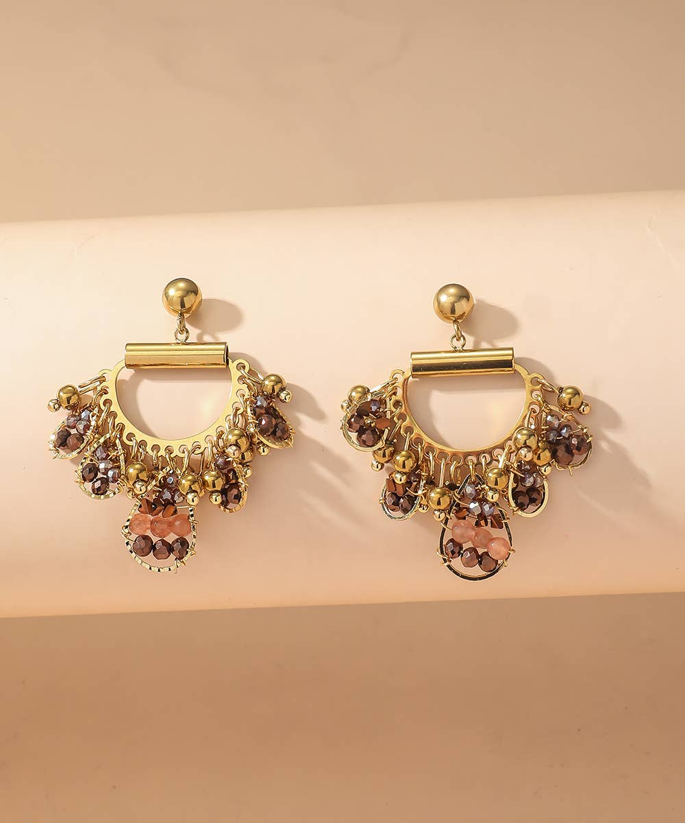 Blossom bijoux - Wholesale Dangle Earrings - BO Nail Stainless Steel Crystal Beads 25BOA0014