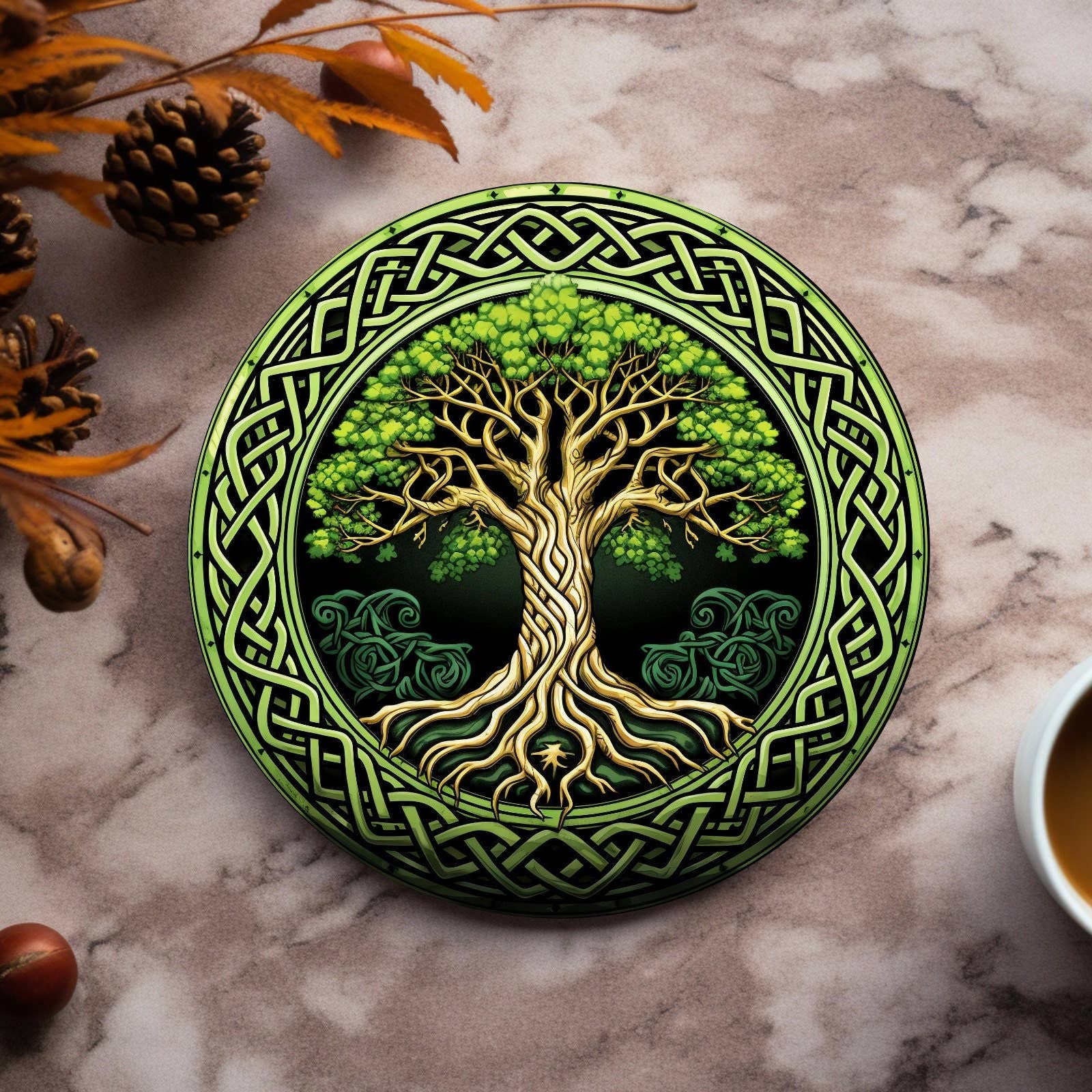 Fernville Creations - Wholesale Coasters - Celtic Tree of Life Ceramic Coaster with Cork Back7