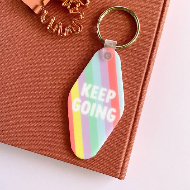 Rainbow Keep Going Keychain for wholesale by worthy + badass