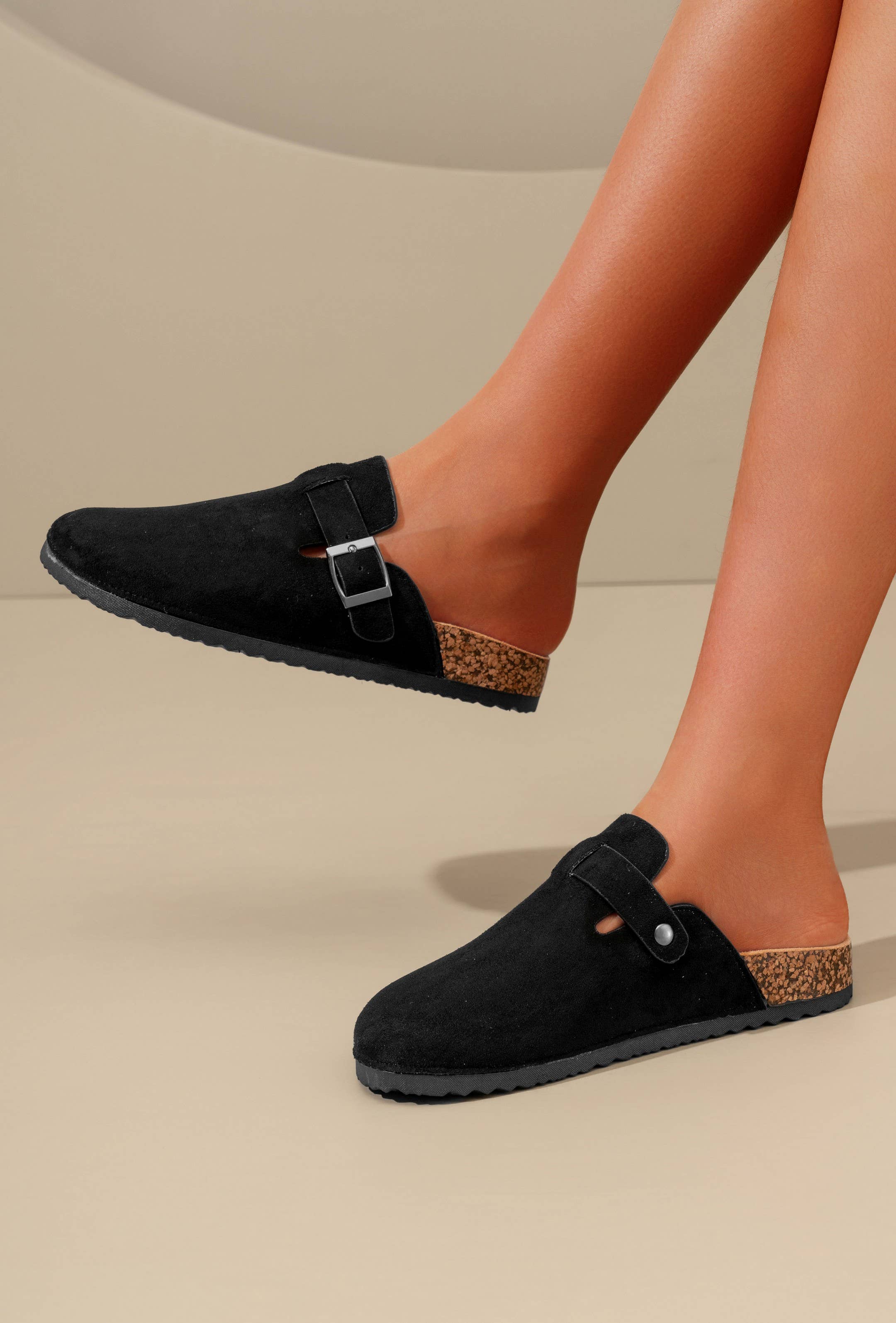 C'M PARIS - Wholesale Mules - Women's - Classic Suedette Mule with Buckle 21103