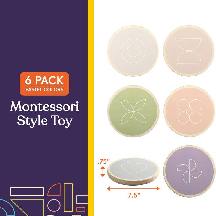 Special Supplies - Wholesale Wood Toy - Kids - Balance Stepping Stones for Kids, 6 Pc. Set, Sensory Early Learning Montessori Toys, Obstacle Course for Balance and Coordination, Non-Slip Step, Wood1