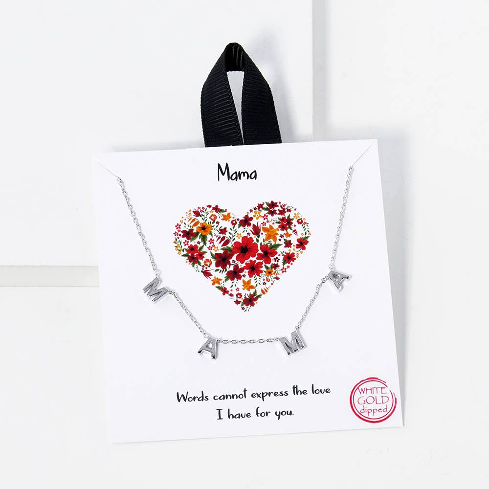 Fashion City - Wholesale Pendant/Charm Necklace - Gold-Dipped MAMA Station Necklace2