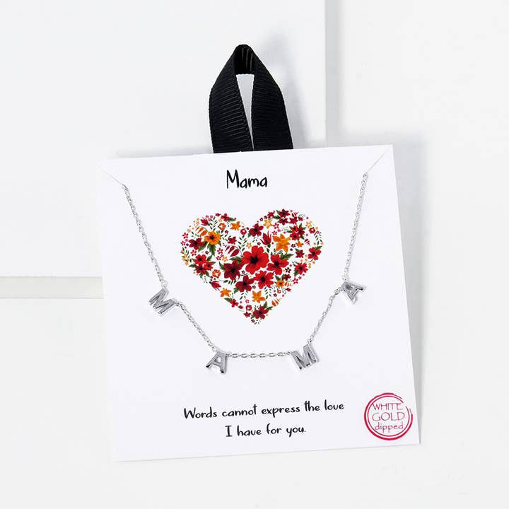 Fashion City - Wholesale Pendant/Charm Necklace - Gold-Dipped MAMA Station Necklace2