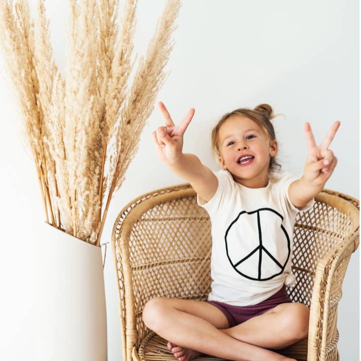Organic Short Sleeve Tee: Peace Sign for wholesale by Bohemian Babies