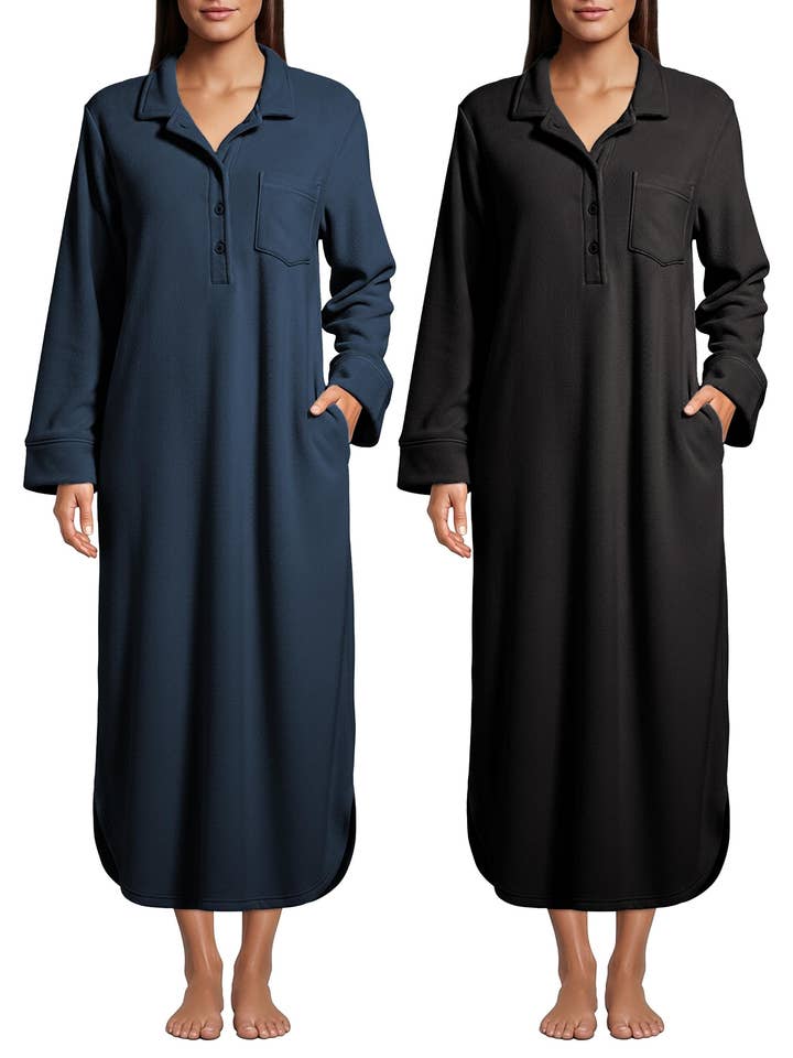 Women's Plush Polar Fleece Long Nightshirt for wholesale by I-Wear Brands