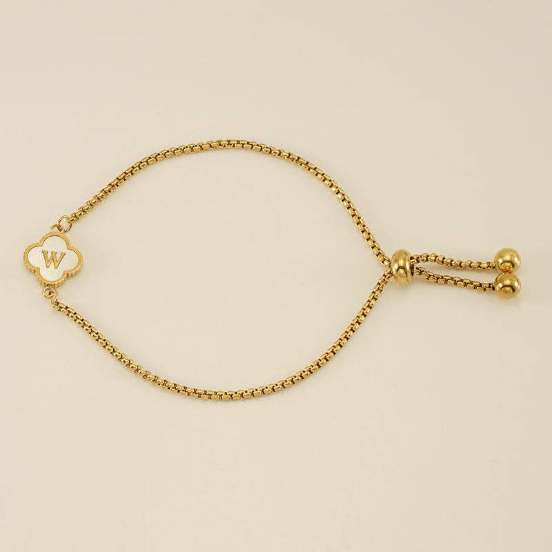 Perimade & Co. LLC - Vendita all'ingrosso Braccialetto con ciondolo/pendente - Bracciale con Quadrifoglio e Iniziale in Acciaio Inossidabile22