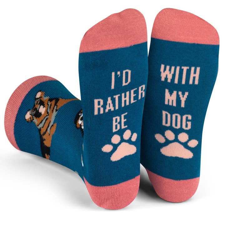Lavley - Wholesale Socks - Unisex - I'd Rather Be With My Dog Socks (Blue)
