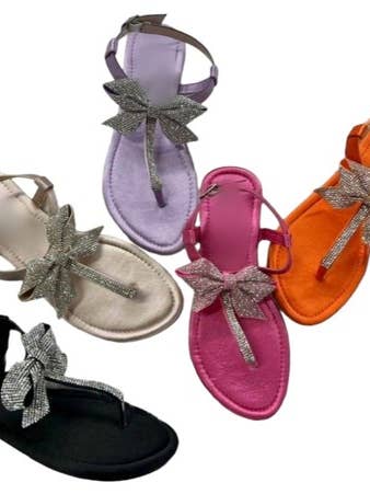 Pantofole con fiocco e decorazioni in strass HOEA256 per la vendita all'ingrosso da parte di House of E ATL LLC